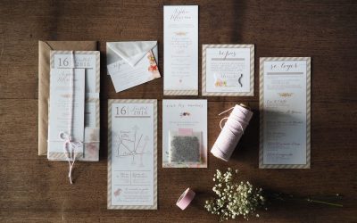 Sophia & Maxime – faire-part rose – Mariage champêtre à la Ferme de Maubuisson (60)