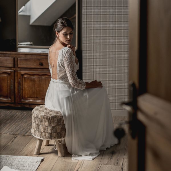 bijou de mariage avec goutte en cristal pour robe dos nu