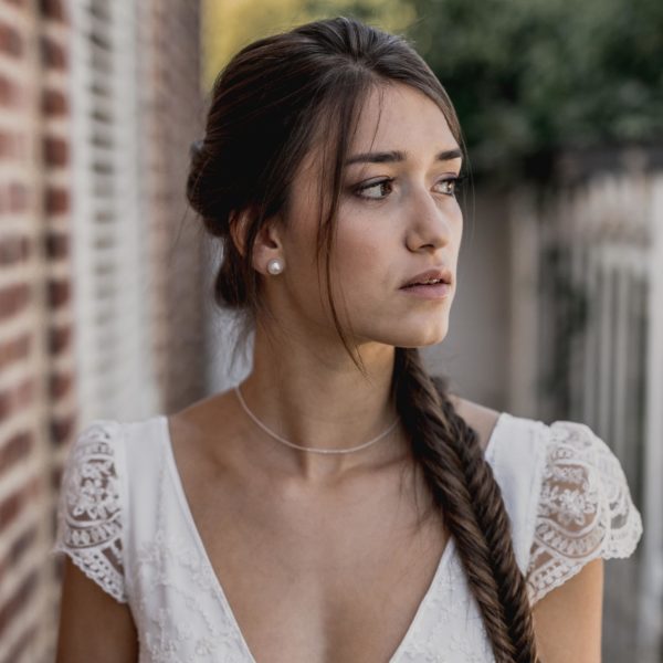 collier de mariage ras de cou avec fine chaine