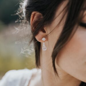 boucles d'oreilles de mariage en cristal et strass brillant avec des perles