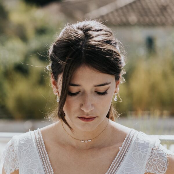 boucles d'oreilles de mariage en cristal et strass brillant avec des perles