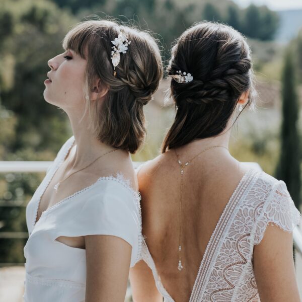 bijou de dos droit pour robe de mariée dos nu en perle et cristal