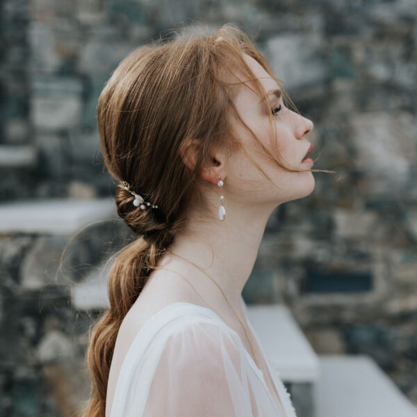 Epingles à cheveux avec goutte et perle pour coiffure de mariée
