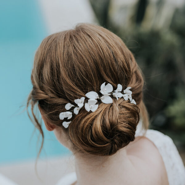 Ensemble d'épingle pour coiffure ou chignon de mariée. bijou de mariage en porcelaine et perle.