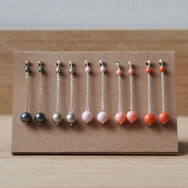 boucles longue simple perles Swarovski cadeau temoin