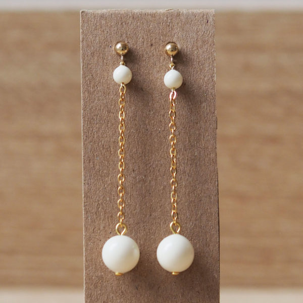 boucles longue simple perles Swarovski cadeau temoin ivoire
