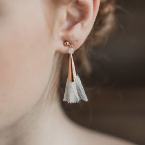 boucles d'oreille de mariée boho folk pompon