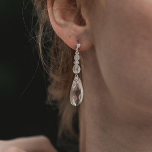 Boucles d'oreilles pour mariage, strass et cristal