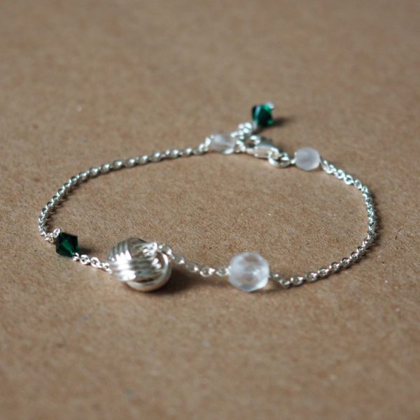 bracelet fin chaine cristal swarovski vert et blanc